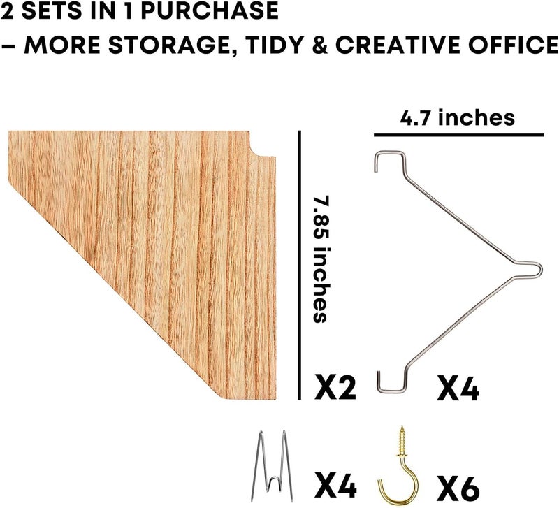 onsogi Fabric Wall Cubicle Corner Shelf with Hooks for Work Decor, Wooden Cubicle Organizer Storage Shelf with Hangers Cubicle Accessories for Women Men Desk, 2 Pack - Image 3